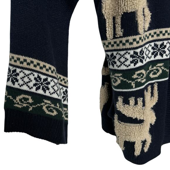 Show Me Your Mumu Cardigan Sweater Easy Cardi Moose Buddies Navy Blue Size Large - Picture 6 of 11